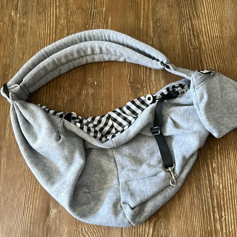 Gray reversible Pet carrier / black and white check